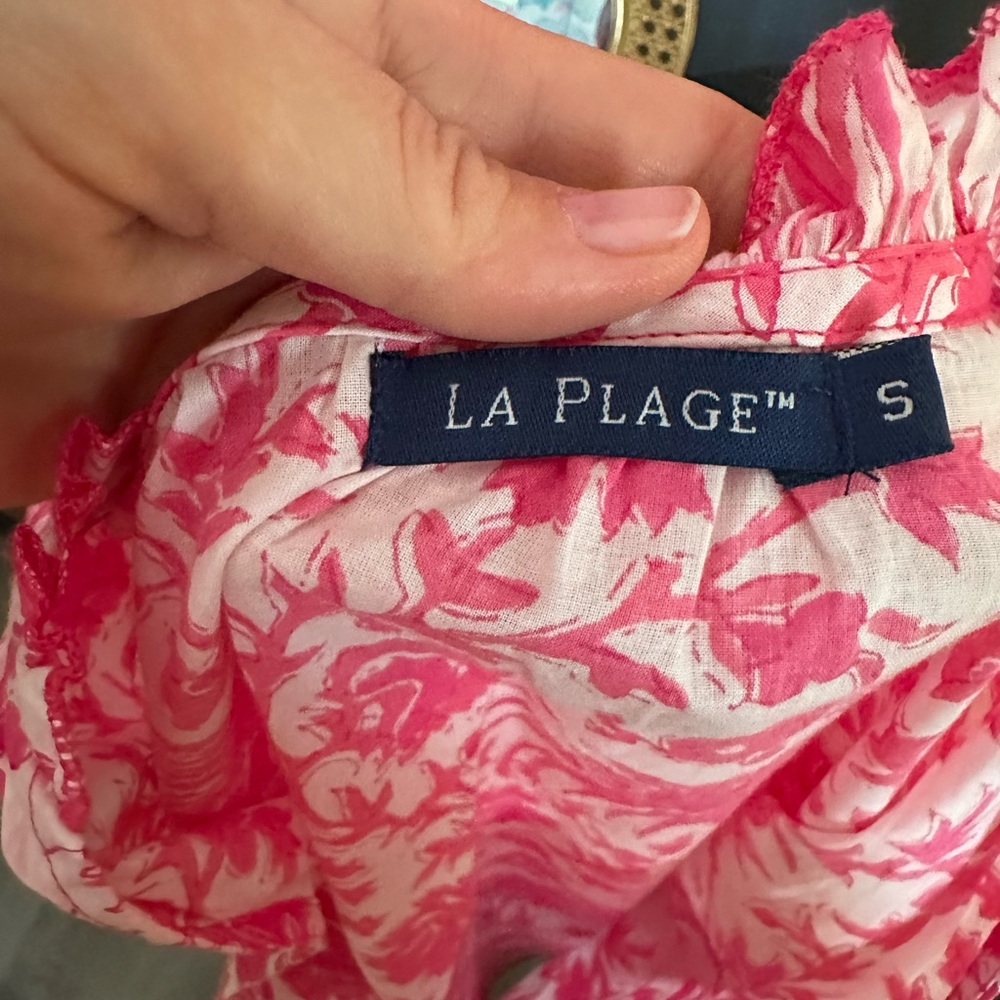 La Plage Ruthie Ruffle Top, Pink Bird - Picture 4 of 8
